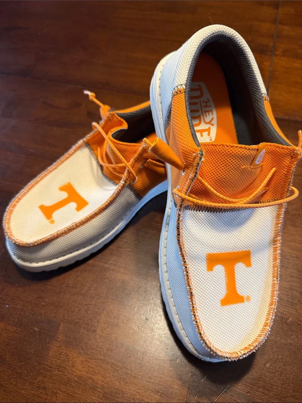 Hey Dude Orange & White T-Logo Slip-Ons